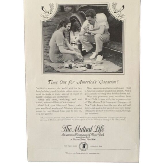 Vintage 1939 Mutual Life Insurance Ad Advertisement - Picture 1 of 4